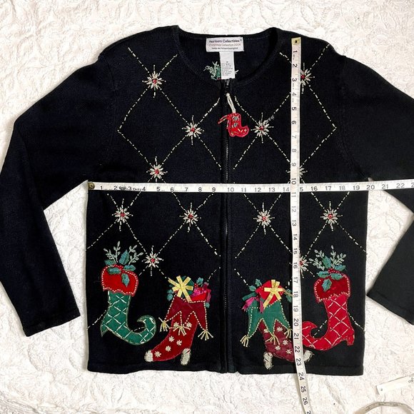 Heirloom Collectibles Christmas cardigan sweater - size M - Picture 9 of 10